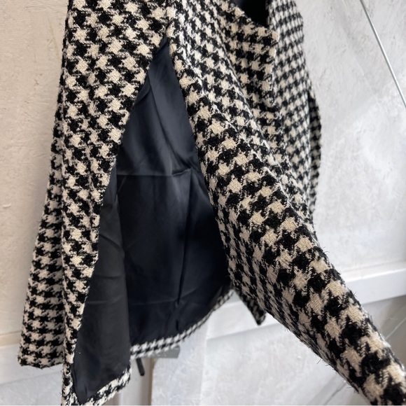 Six/Fifty Houndstooth Small/Medium Wool Wrens Cape  Jacket New Black White - Picture 7 of 14